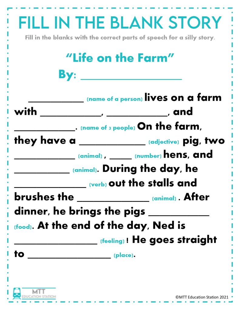 Fill in the Blank Story Worksheets for Kids 2 page 0006