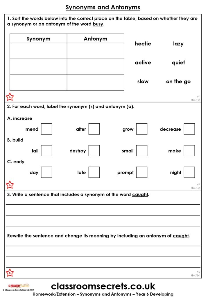 Printable Synonym Antonym Sort page 0002