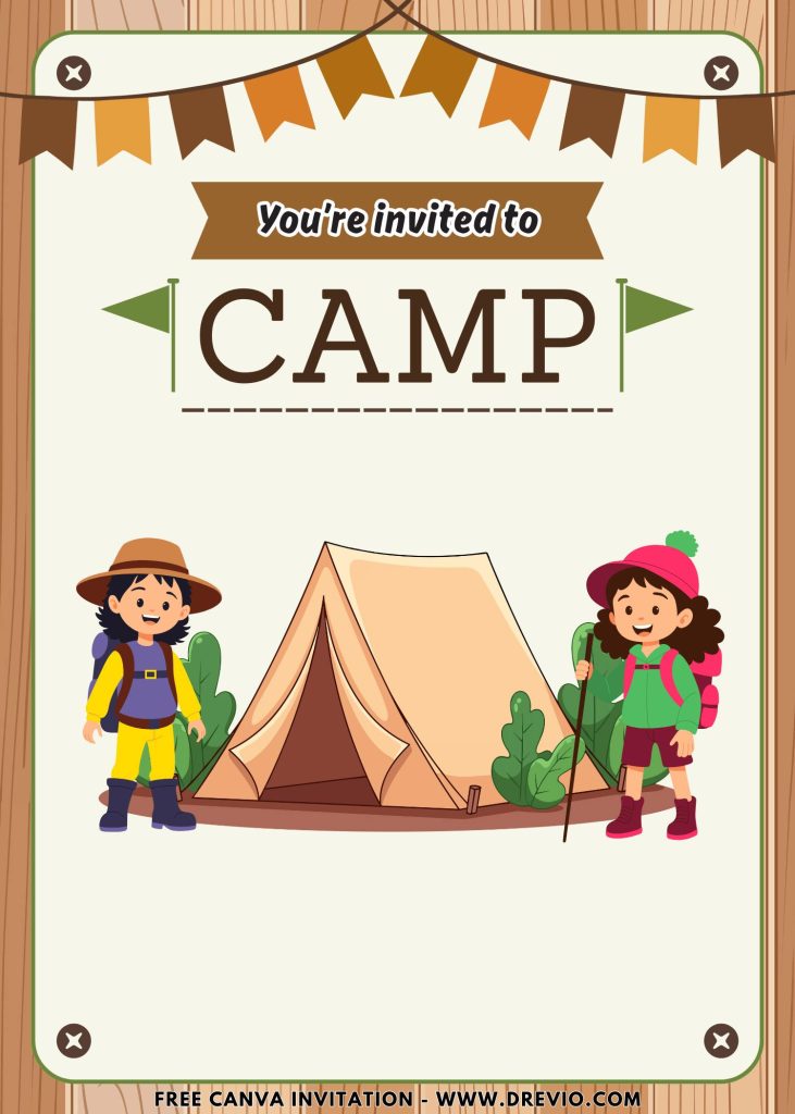 Free and Editable Lovely Summer Holiday Camp Invitation Templates Made in Canva. Customize Online for free