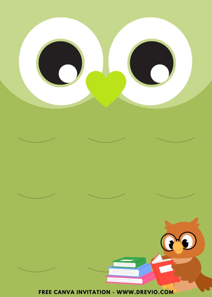 Free and Editable Lovely Owl Face Invitation Templates Made in Canva. Customize Online for free