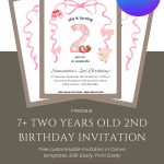 FREE Pink Ribbon 2nd Girl Birthday Invitation Template