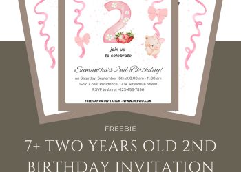 Free and Editable Pink Ribbon 2nd Birthday Invitation Templates Made in Canva. Customize Online for free