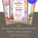 Free and Editable Alice in Wonderland Bakery Factory Invitation Templates Made in Canva. Customize Online for free