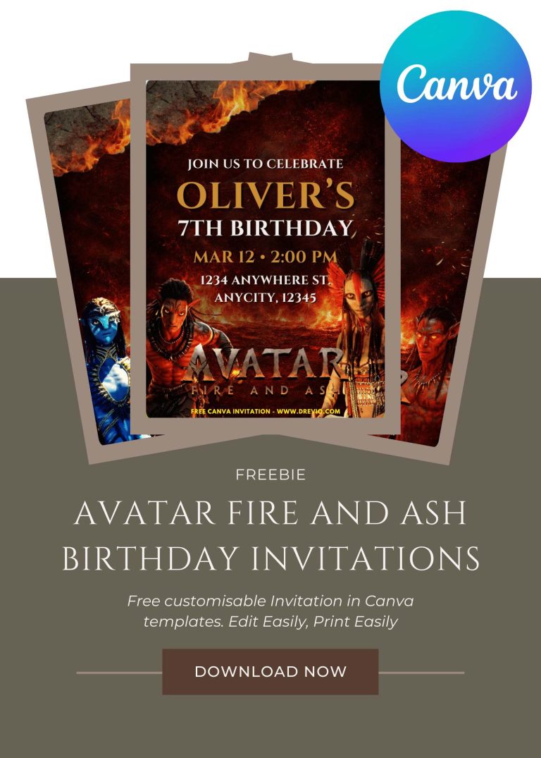 Free and Editable Avatar Fire And Ash Invitation Templates Made in Canva. Customize Online for free