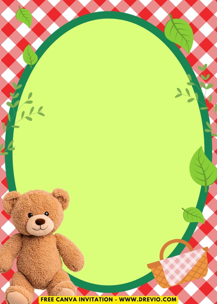 Free and Editable Brown Teddy Bear Picnic Invitation Templates Made in Canva. Customize Online for free