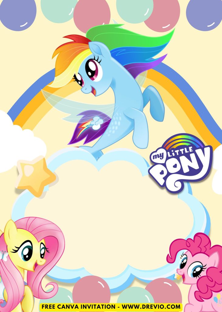 Free and Editable My Little Pony Kids Birthday Invitation Templates Made in Canva. Customize Online for free
