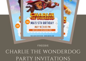 Free and Editable Charlie The Wonderdog Invitation Templates Made in Canva. Customize Online for free