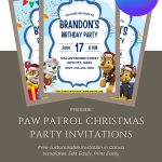 Free PAW Patrol Christmas Birthday Invitations