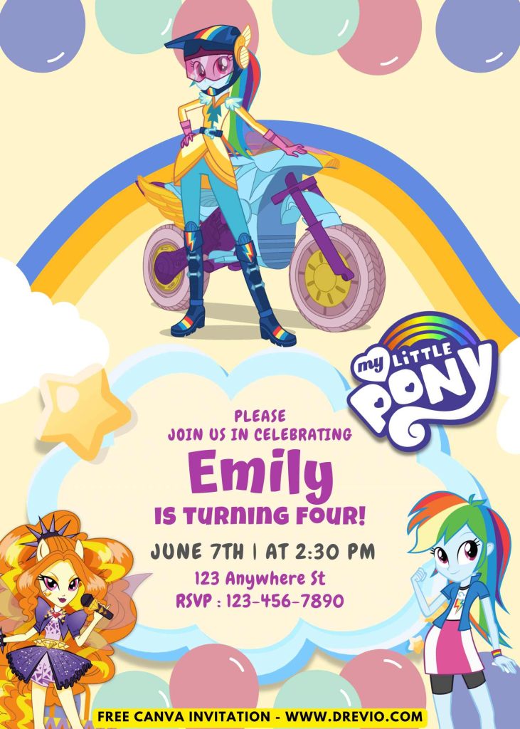 Free and Editable My Little Pony Kids Invitation Templates Made in Canva. Customize Online for free