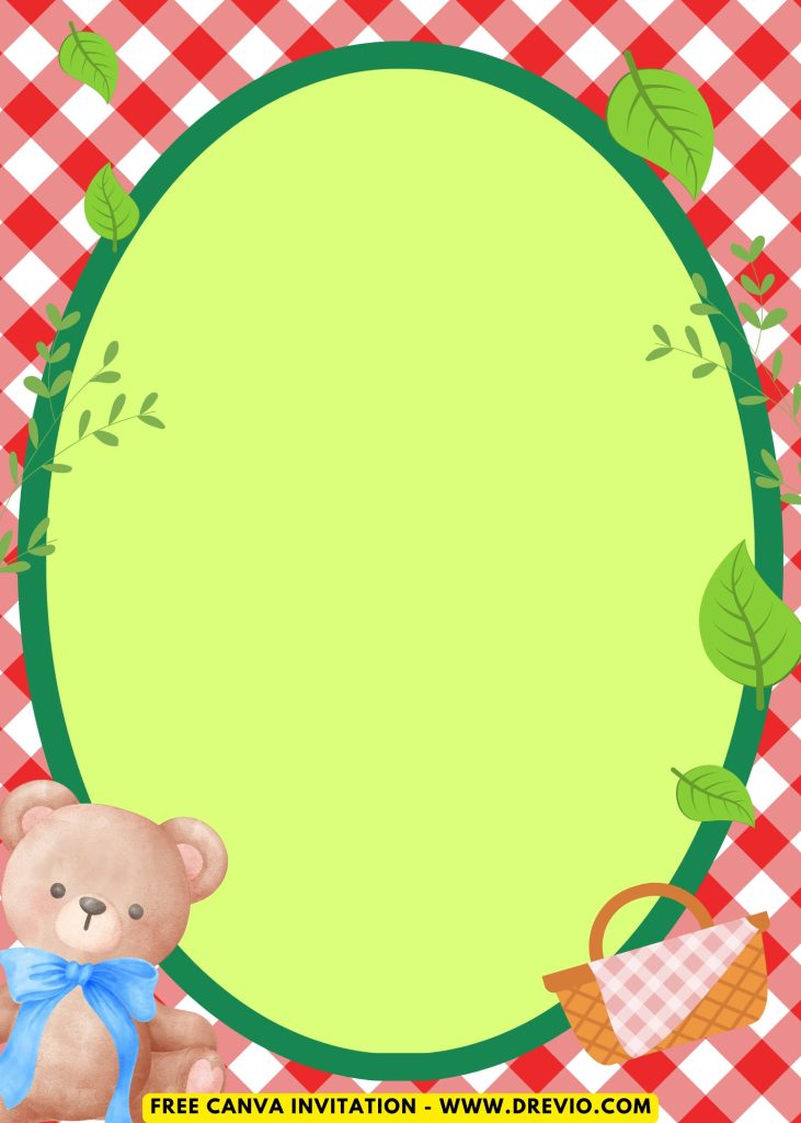 Free and Editable Teddy Bear Picnic Invitation Templates Made in Canva. Customize Online for free
