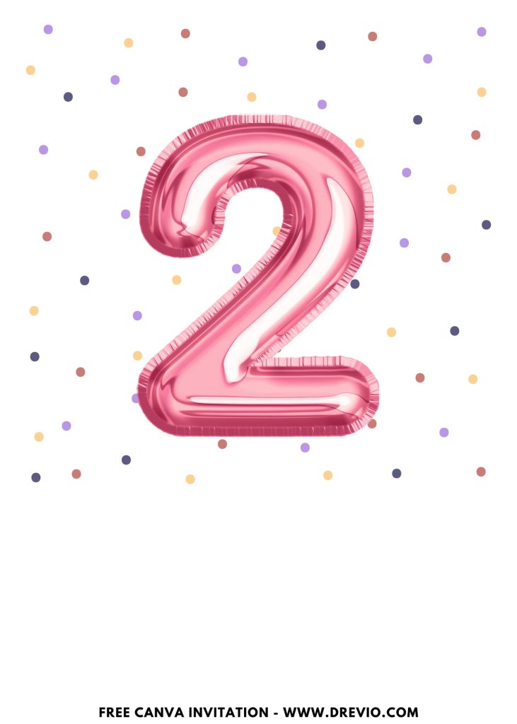 Free and Editable Sparkling Polka Dot 2nd Birthday Invitation Templates Made in Canva. Customize Online for free