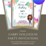 Free Gabby Dollhouse Birthday Invitations