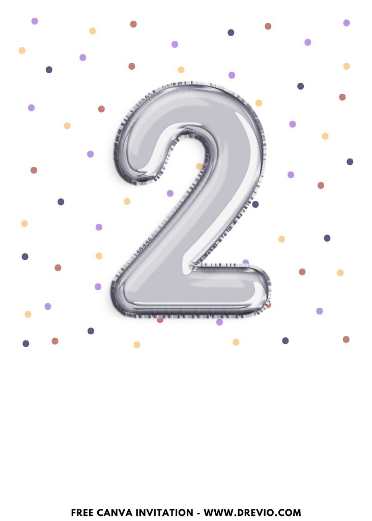 Free and Editable Lovely Polka Dot 2nd Birthday Invitation Templates Made in Canva. Customize Online for free