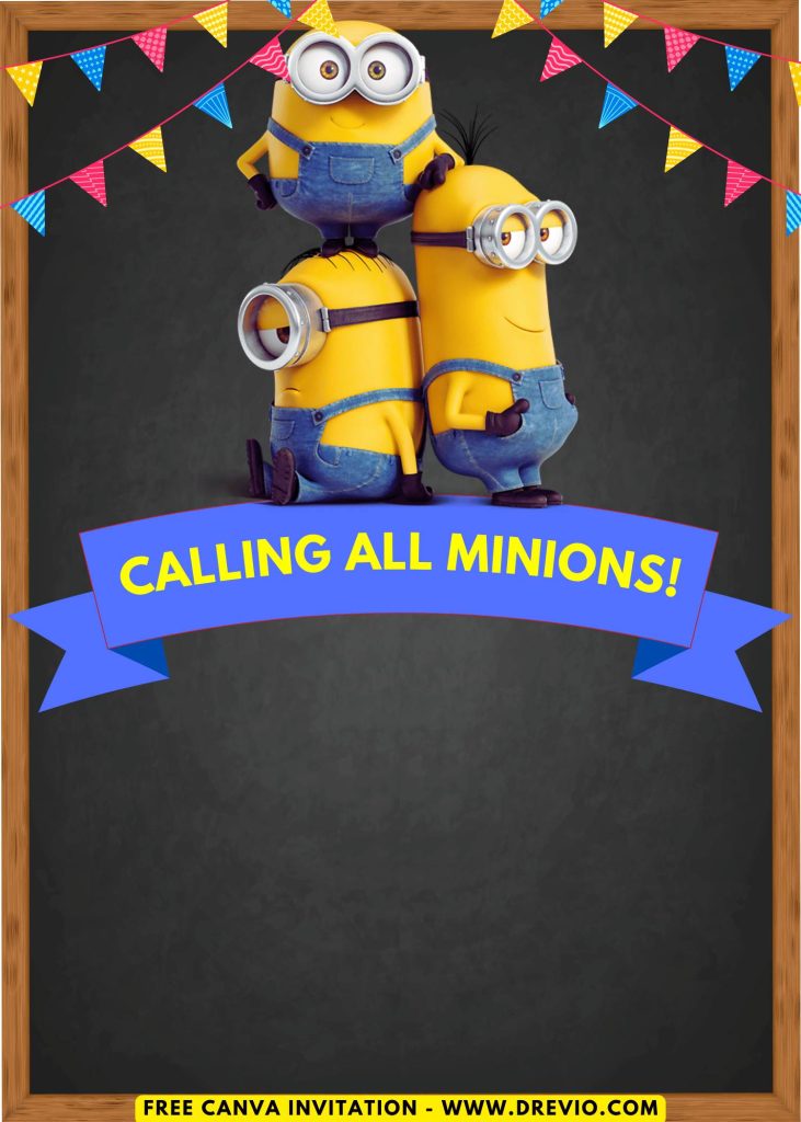 editable minions mayhem invitation