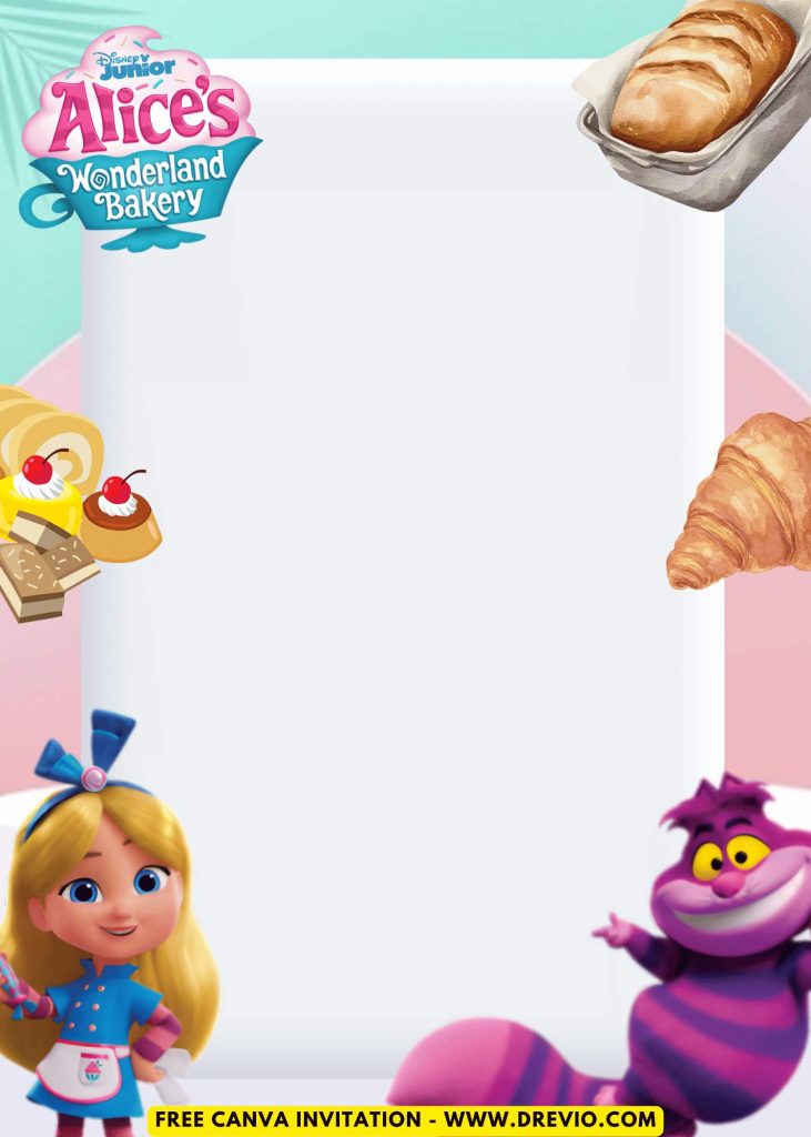 Free and Editable Adorable Alice In Wonderland Invitation Templates Made in Canva. Customize Online for free