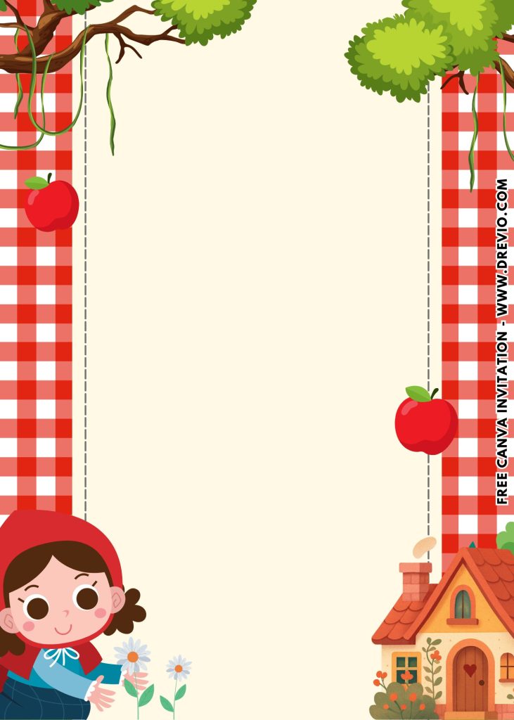 Free and Editable Little Red Riding Hood Picnic Invitation Templates Made in Canva. Customize Online for free