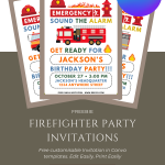 Free Fire Truck – Firefighter Birthday Invitations