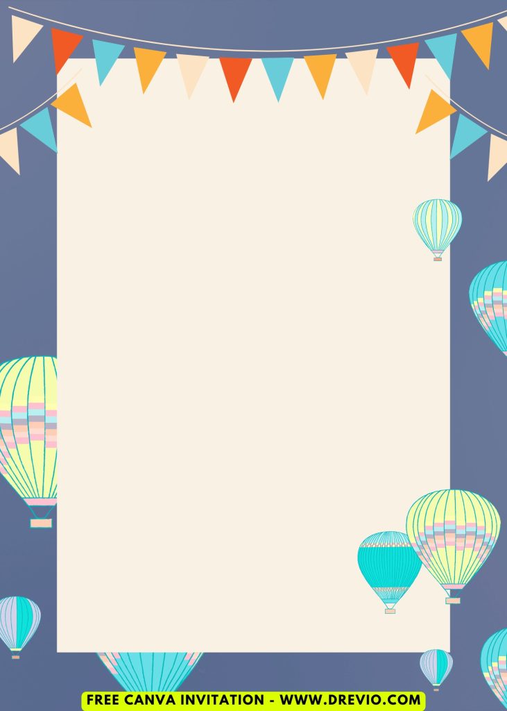 Free and Editable Fun Hot Air Balloon Adventure Invitation Templates Made in Canva. Customize Online for free