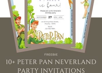 Free and Editable Magical Peter Pan Neverland Invitation Templates Made in Canva. Customize Online for free