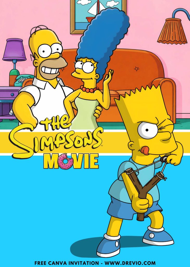 Free and Editable The Simpsons Bart and Family Invitation Templates Made in Canva. Customize Online for free