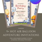 FREE Watercolor Floral Hot Air Balloon Invitation