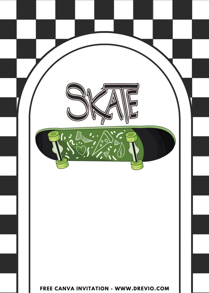 Free and Editable Fun Graffiti Skateboard Invitation Templates Made in Canva. Customize Online for free