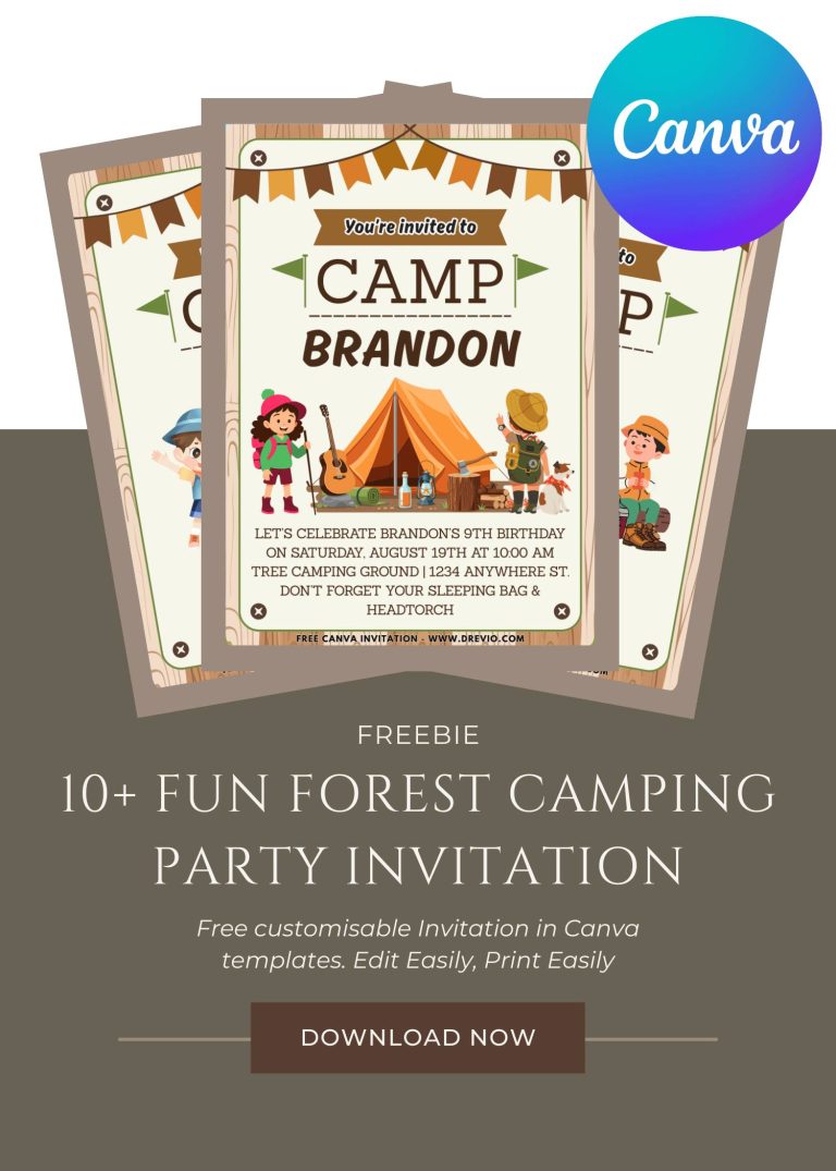 Free and Editable Camping World Invitation Templates Made in Canva. Customize Online for free