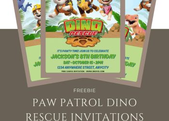 fun paw patrol dino adventure birthday invite template canva