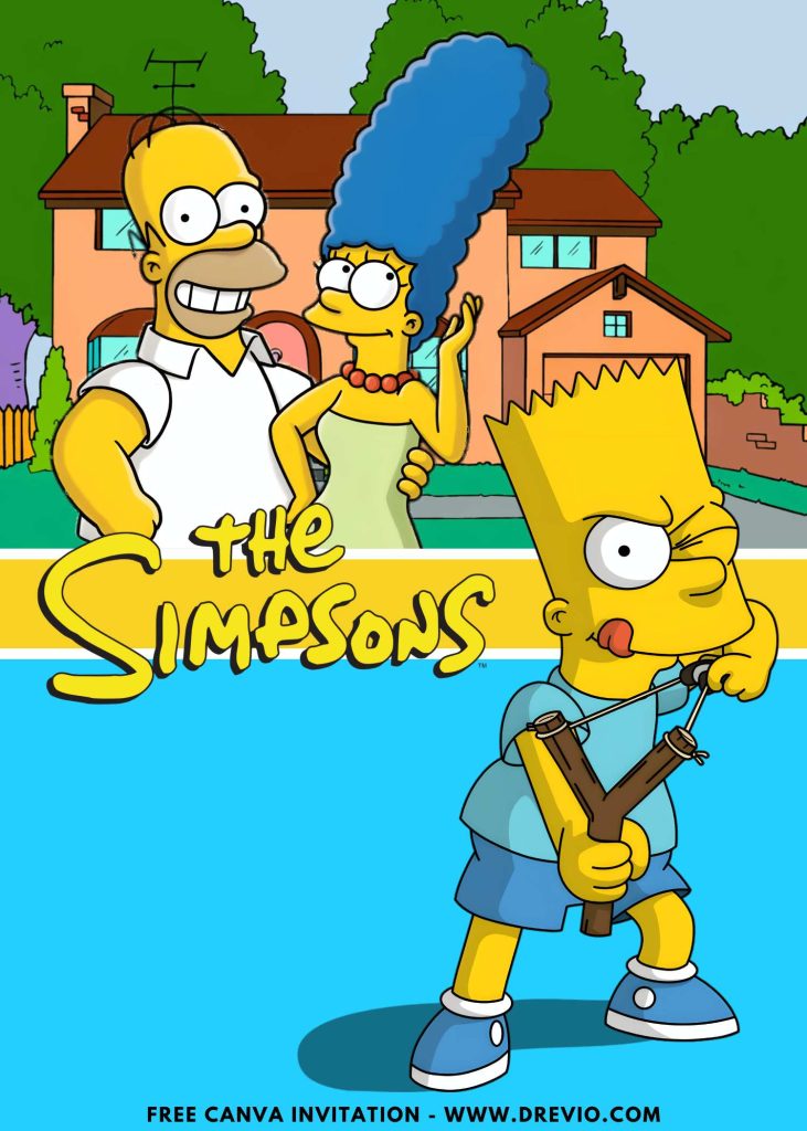 Free and Editable Funny Simpsons Marge and Homer Invitation Templates Made in Canva. Customize Online for free
