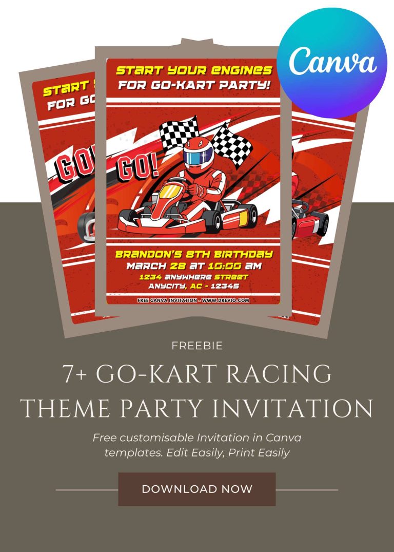 Free and Editable Go Kart Racing Invitation Templates Made in Canva. Customize Online for free