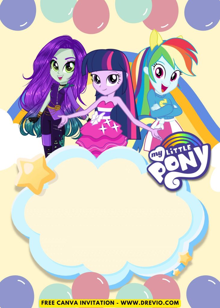 Free and Editable Adorable My Little Pony Rainbow Invitation Templates Made in Canva. Customize Online for free