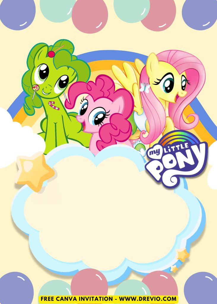 Free and Editable Cute My Little Pony Invitation Templates Made in Canva. Customize Online for free