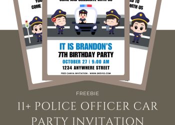 Free and Editable Cute Police Officer Invitation Templates Made in Canva. Customize Online for free
