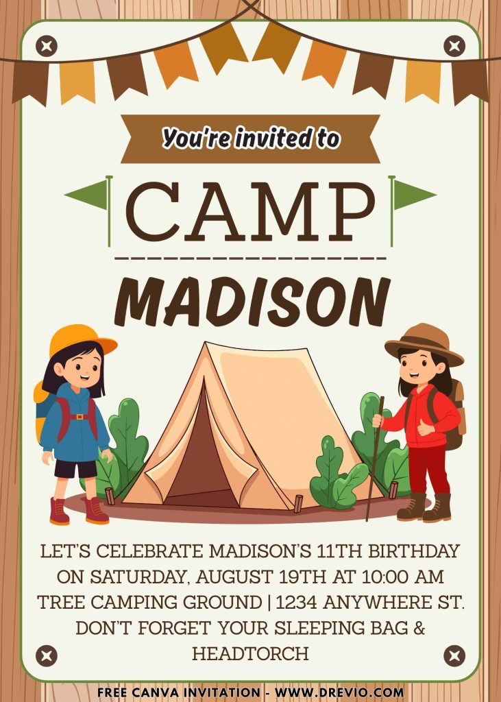 Free and Editable Summer Holiday Camp Invitation Templates Made in Canva. Customize Online for free
