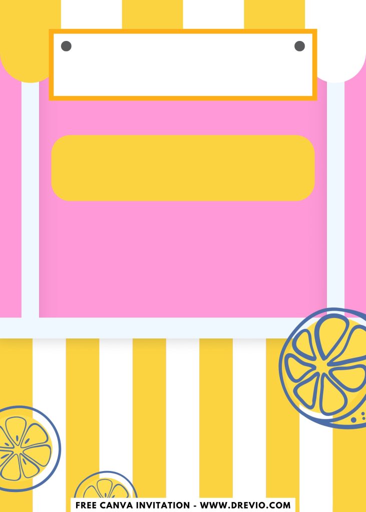 Free and Editable Adorable Pink And Yellow Lemonade Stand Invitation Templates Made in Canva. Customize Online for free