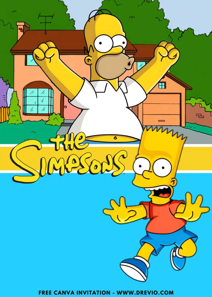 Free and Editable Funny Simpsons House Invitation Templates Made in Canva. Customize Online for free