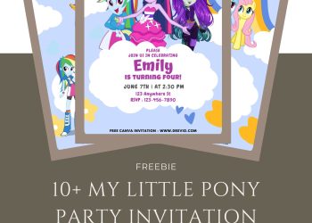 Free and Editable Fun Rainbow My Little Pony Invitation Templates Made in Canva. Customize Online for free