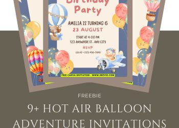 Free and Editable Hot Air Balloon Adventure Invitation Templates Made in Canva. Customize Online for free