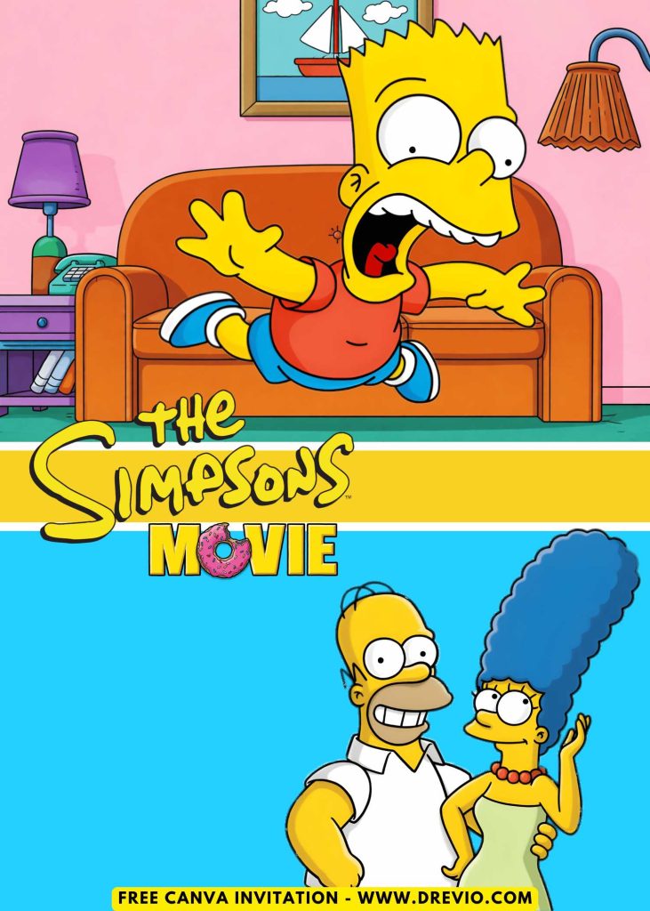 Free and Editable Funny Simpsons Invitation Templates Made in Canva. Customize Online for free