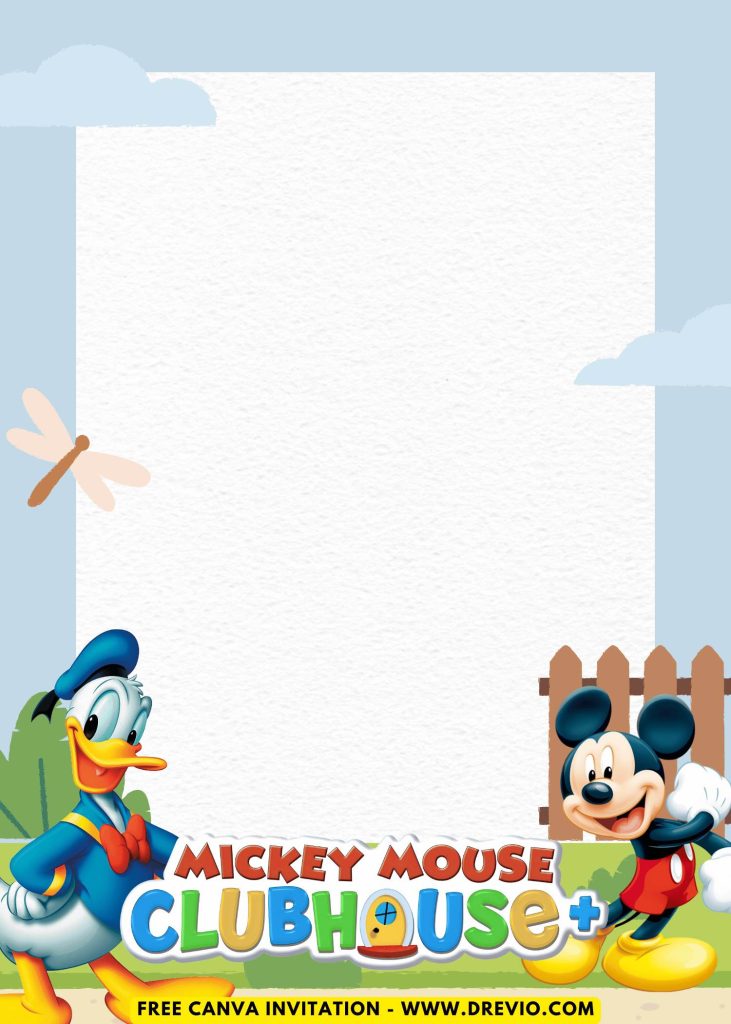 Free and Editable Funny Mickey Mouse Clubhouse Invitation Templates Made in Canva. Customize Online for free