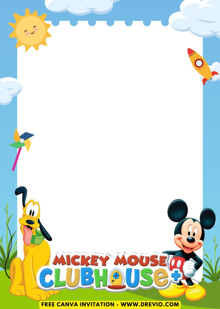 Free and Editable Mickey Mouse and Pluto Invitation Templates Made in Canva. Customize Online for free