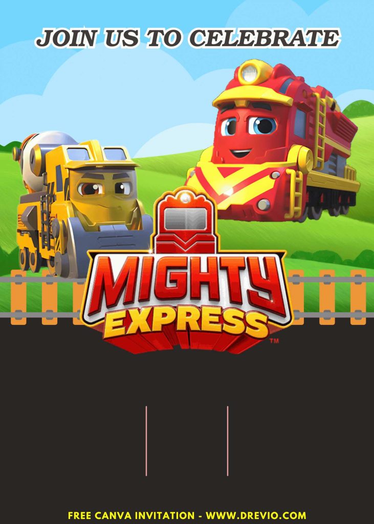 Free and Editable Awesome Mighty Express Invitation Templates Made in Canva. Customize Online for free