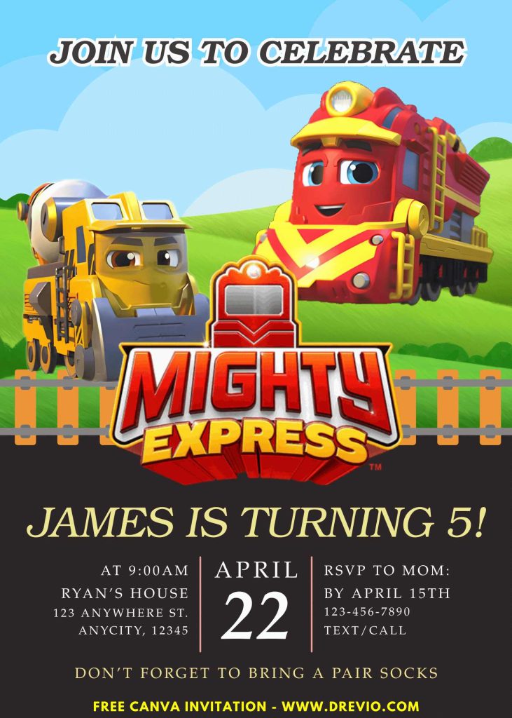 Free and Editable Mighty Express Invitation Templates Made in Canva. Customize Online for free
