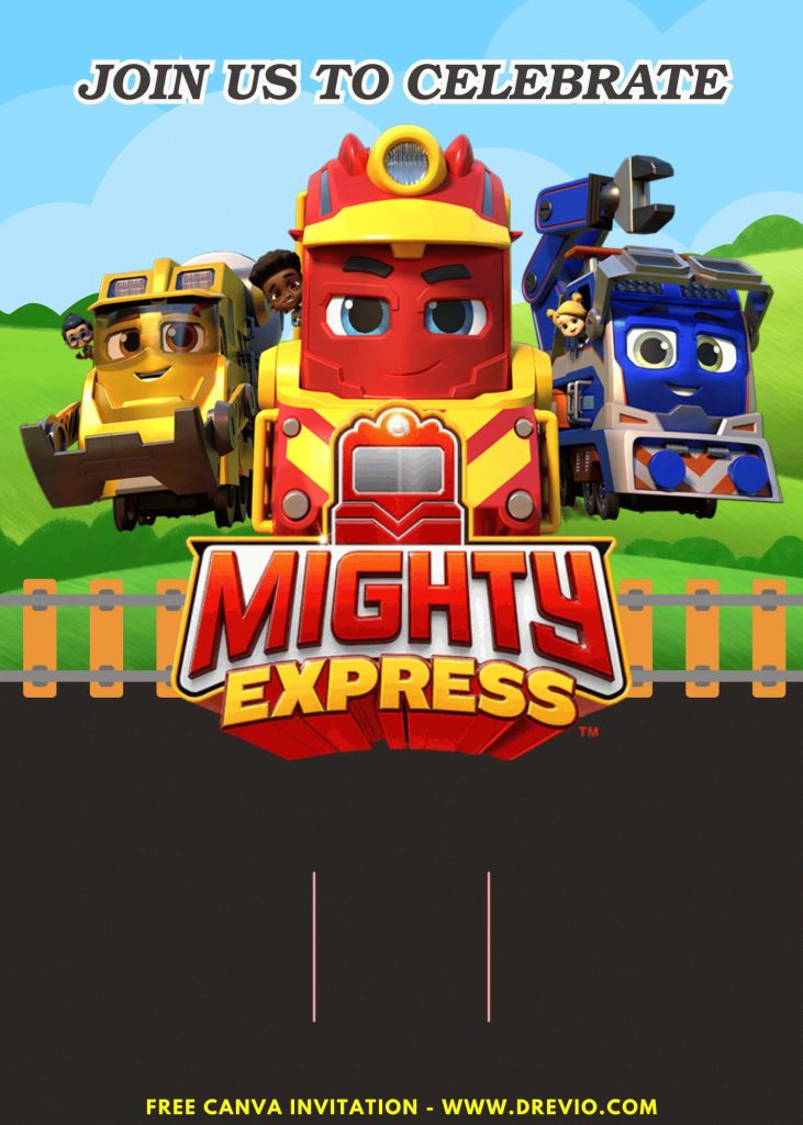 Free and Editable Epic Mighty Express Invitation Templates Made in Canva. Customize Online for free