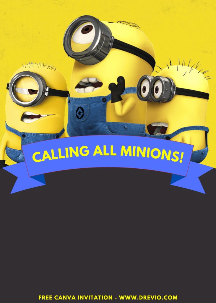 Free and Editable Fun Chalkboard Minions And Monsters Invitation Templates Made in Canva. Customize Online for free