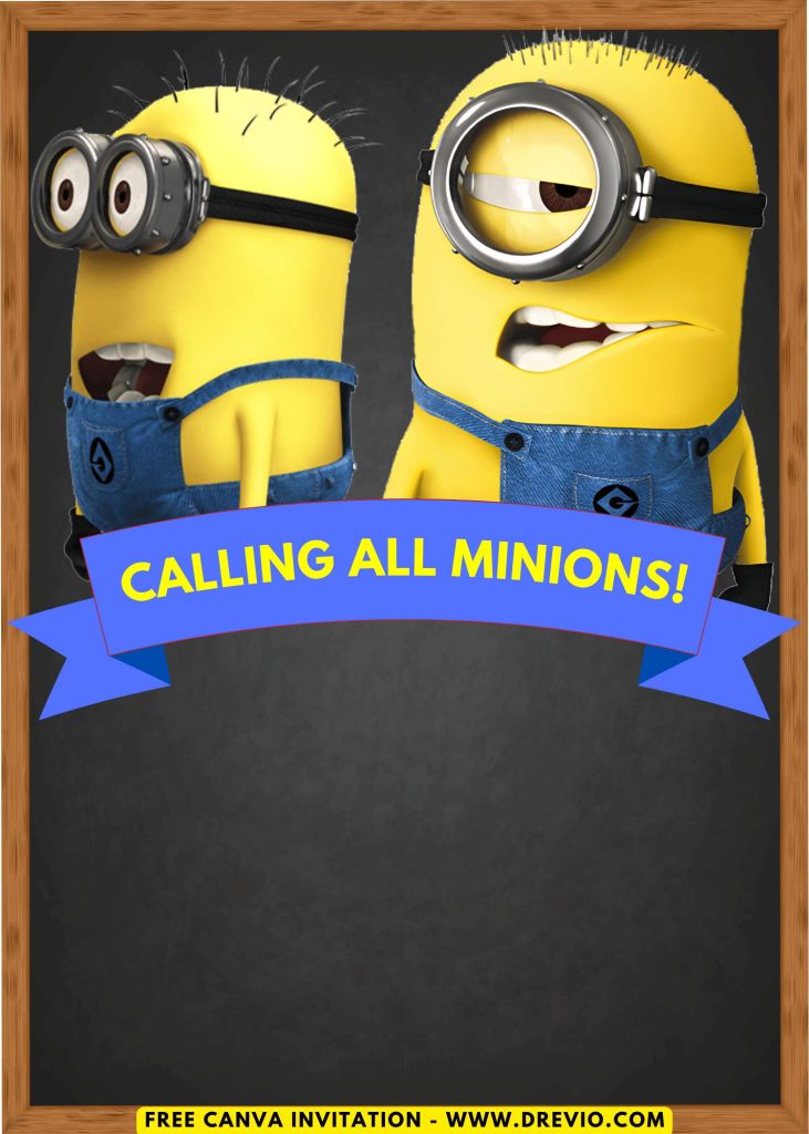 minions kids birthday invitation template