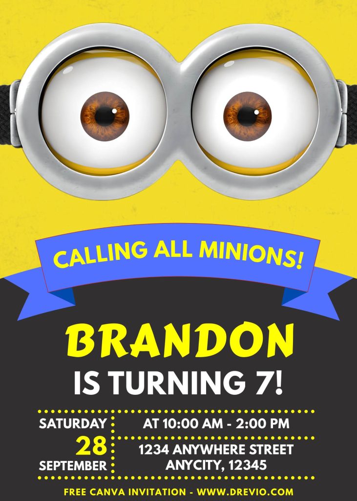 Free and Editable Awesome Minions And Monsters Invitation Templates Made in Canva. Customize Online for free