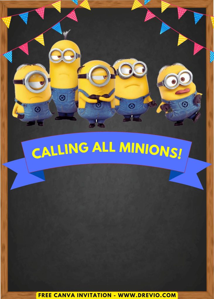 minions themed party invite for kids