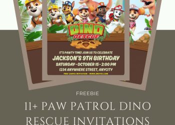 Free and Editable Roarsome PAW Patrol Dino Invitation Templates Made in Canva. Customize Online for free