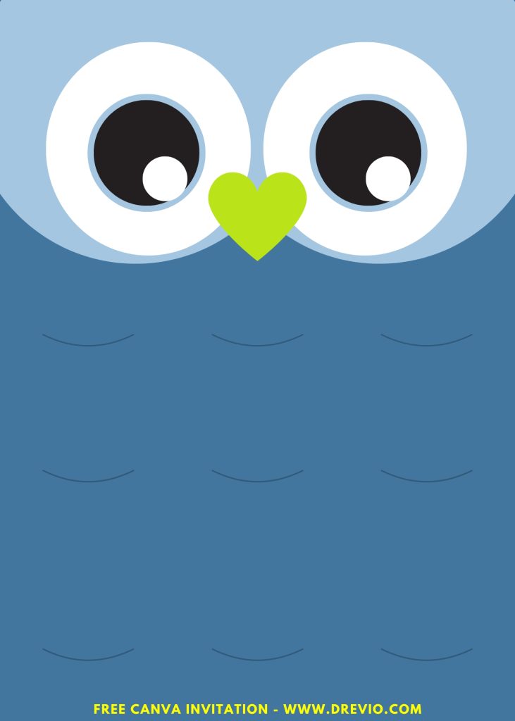 Free and Editable Cute Owl Face Invitation Templates Made in Canva. Customize Online for free